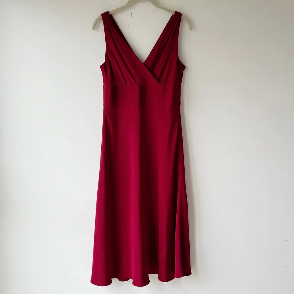 J. Crew red burgundy silk Sophia dress midi surplice wrap size 8